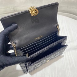 Dior Lady Dior Chain Pouch In Black Cannage Lambskin 645