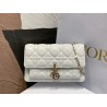 Dior Lady Dior Chain Pouch In White Cannage Lambskin 675