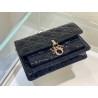 Dior Lady Dior Chain Pouch In Black Patent Calfskin 709