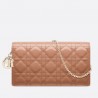 Dior Lady Dior Clutch With Chain In Rose Des Vents Patent Leather 434