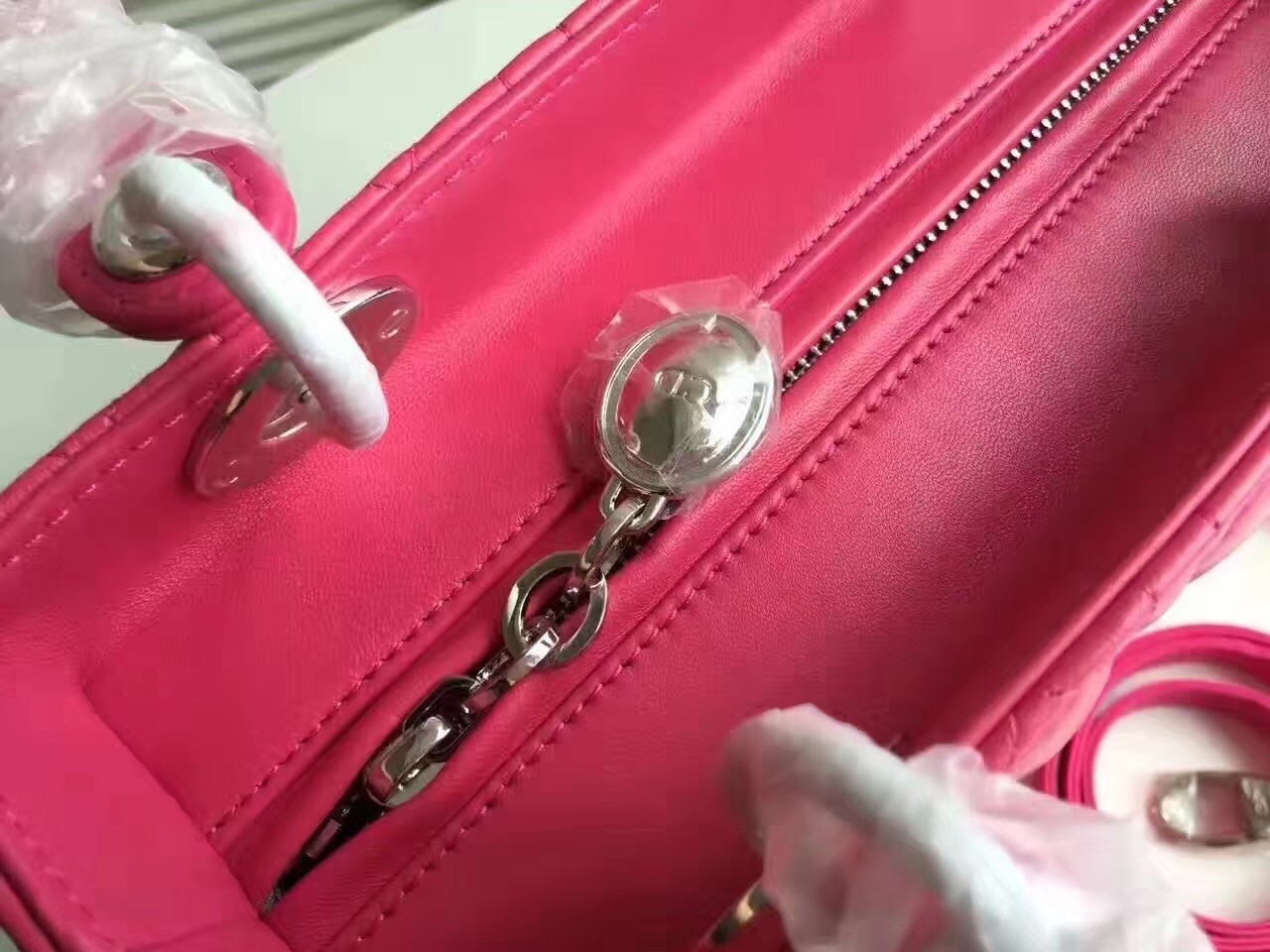 Dior Medium Lady Dior Bag In Rose Red Lambskin 758