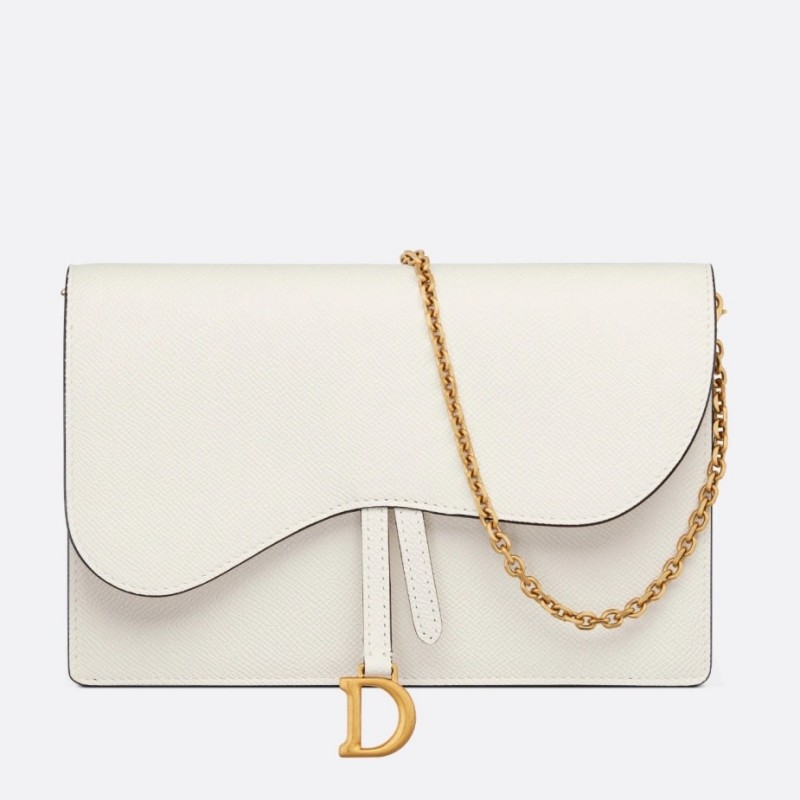 Dior Saddle Pouch In White Grained Calskin  462