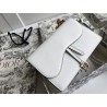 Dior Saddle Pouch In White Grained Calskin  462