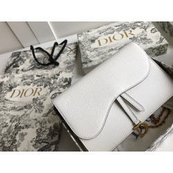 Dior Saddle Pouch In White Grained Calskin  462