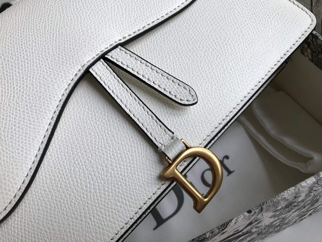 Dior Saddle Pouch In White Grained Calskin  462