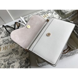 Dior Saddle Pouch In White Grained Calskin  462