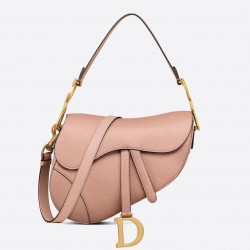 Dior Saddle Bag with Strap in Blush Grained Calfskin 498