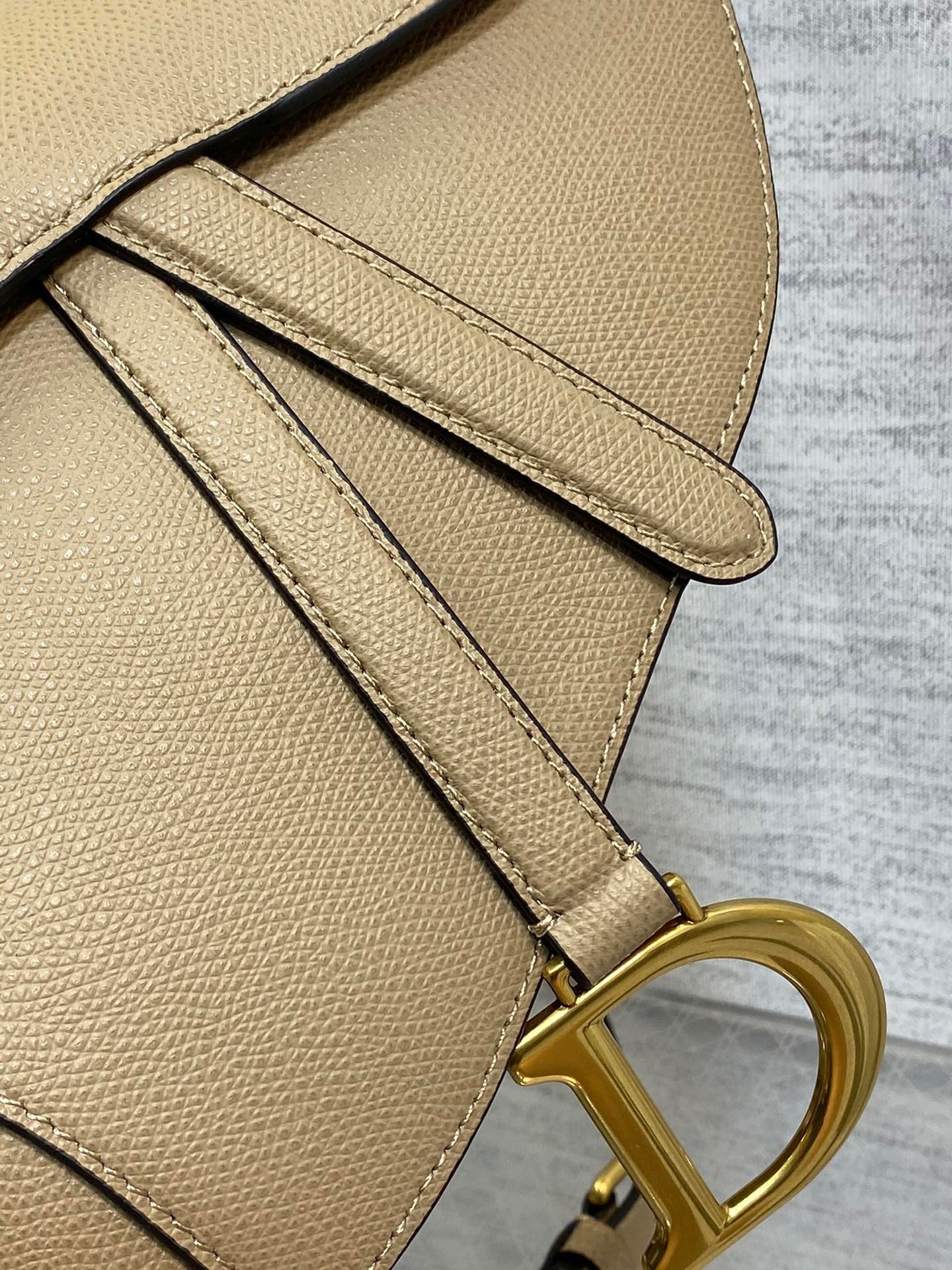 Dior Saddle Bag with Strap in Sand Grained Calfskin 537