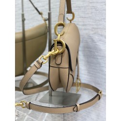 Dior Saddle Bag with Strap in Sand Grained Calfskin 537