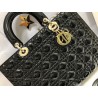 Dior Large Lady Dior Bag In Black Patent Cannage Calfskin 570