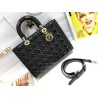 Dior Large Lady Dior Bag In Black Patent Cannage Calfskin 570