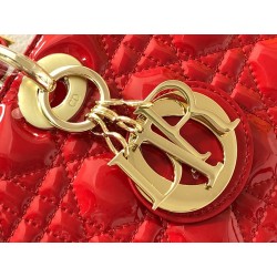 Dior Large Lady Dior Bag In Red Patent Cannage Calfskin 599