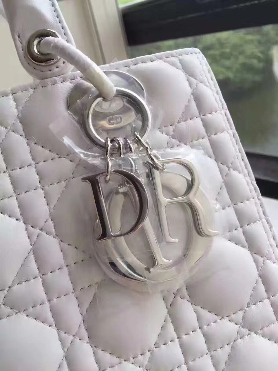 Dior Medium Lady Dior Bag In White Lambskin 713