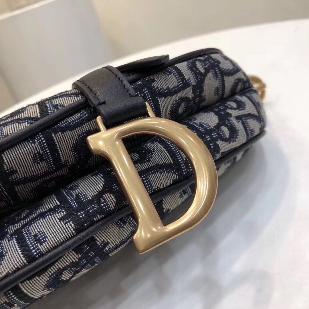 Dior Mini Saddle Bag In Blue Oblique Jacquard Canvas 594