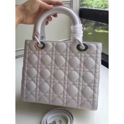 Dior Medium Lady Dior Bag In White Lambskin 713