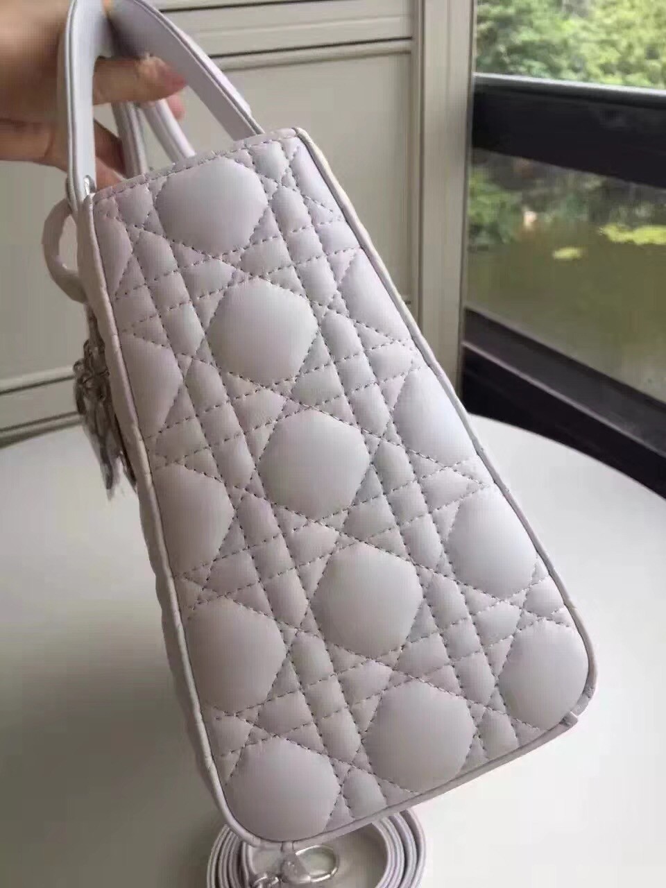 Dior Medium Lady Dior Bag In White Lambskin 713