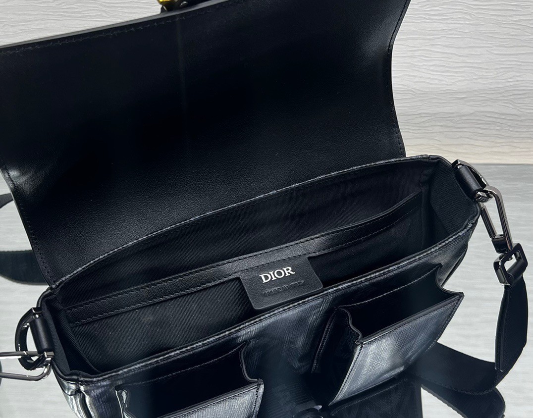 Dior Hit the Road Messenger Bag In Black CD Diamond Canvas 852