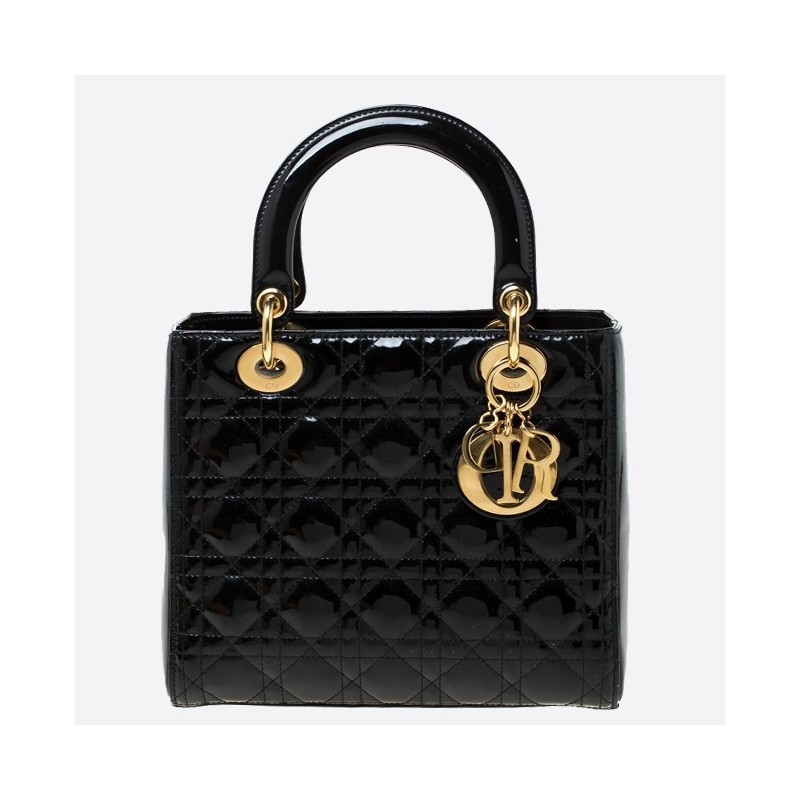 Dior Medium Lady Dior Bag In Black Patent Leather 724 Dior Medium Lady Dior Bag In Black Patent Leather 724