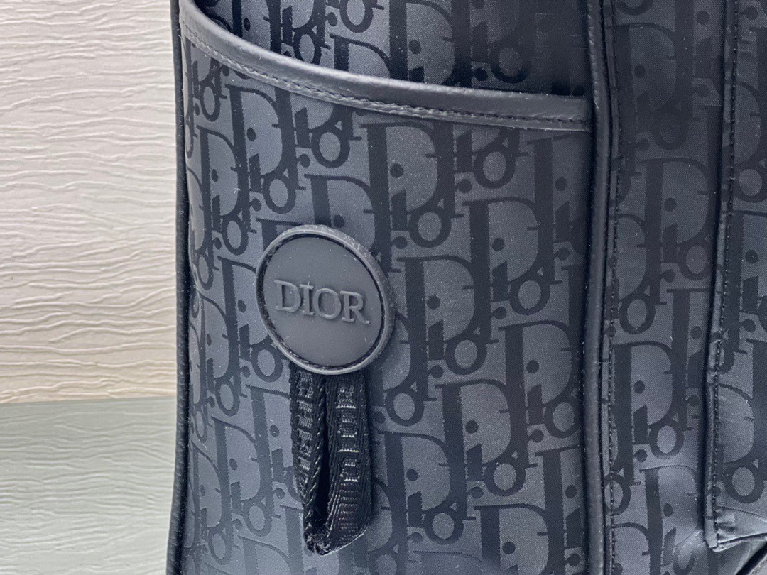 Dior Explorer Tote Bag In Black Dior Oblique Mirage Technical Fabric 933