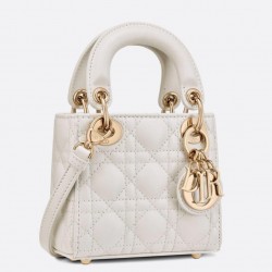 Dior Lady Dior Micro Bag In White Cannage Lambskin 995