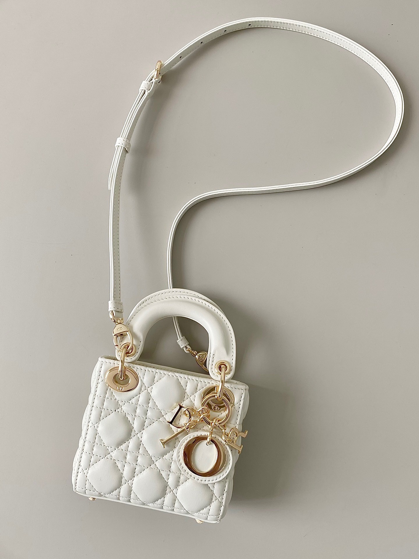 Dior Lady Dior Micro Bag In White Cannage Lambskin 995