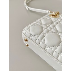 Dior Lady Dior Micro Bag In White Cannage Lambskin 995