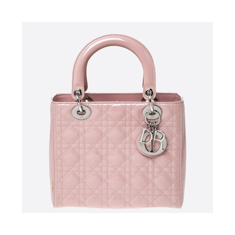 Dior Medium Lady Dior Bag In Pink Patent Leather 737