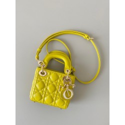 Dior Lady Dior Micro Bag In Yellow Cannage Lambskin 058