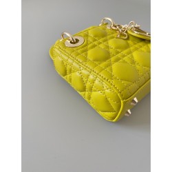 Dior Lady Dior Micro Bag In Yellow Cannage Lambskin 058