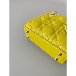 Dior Lady Dior Micro Bag In Yellow Cannage Lambskin 058