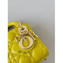 Dior Lady Dior Micro Bag In Yellow Cannage Lambskin 058