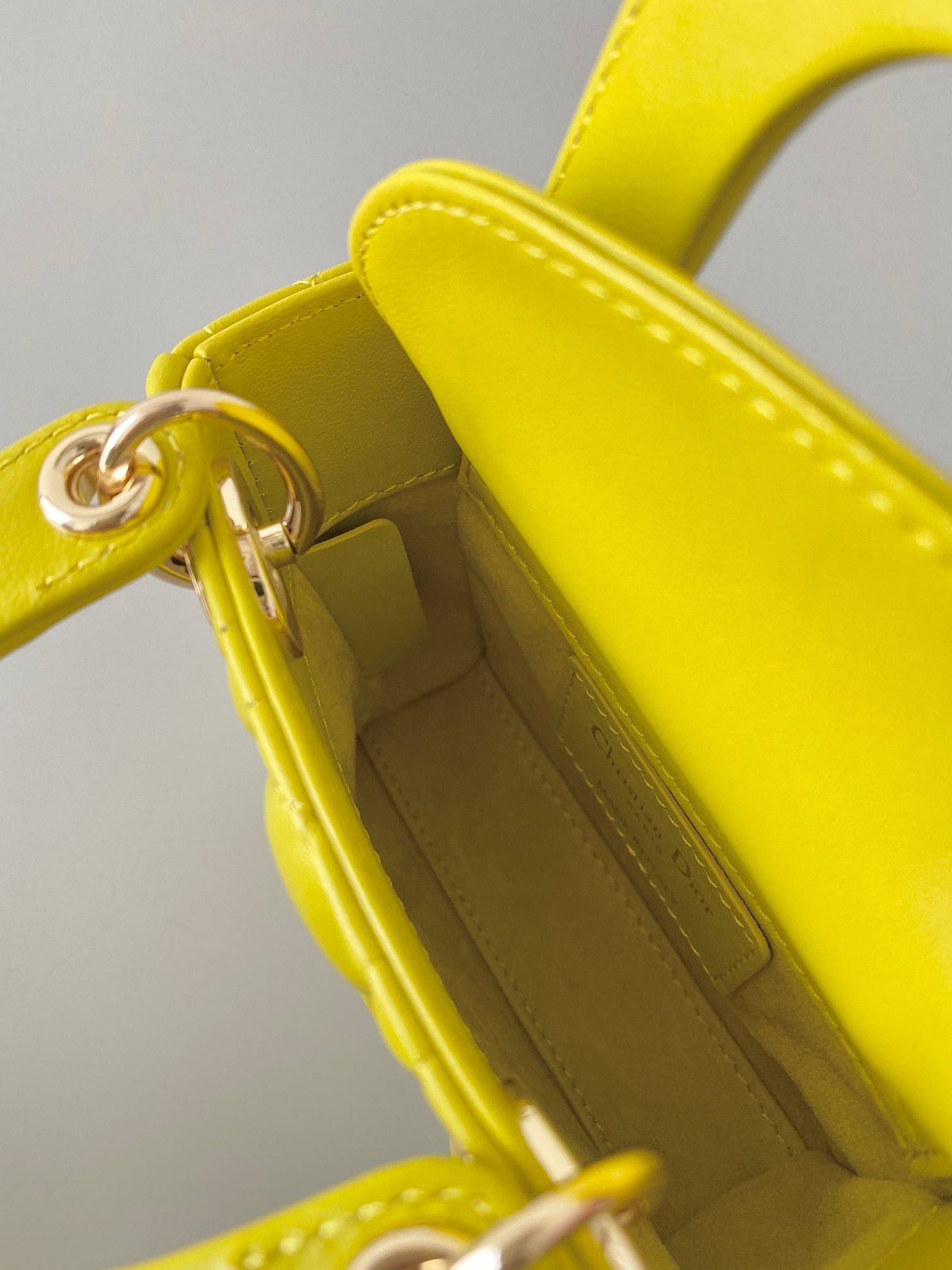 Dior Lady Dior Micro Bag In Yellow Cannage Lambskin 058