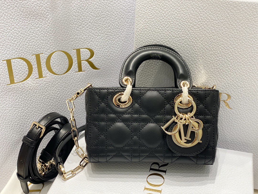 Dior Lady D-Joy Micro Bag In Black Cannage Lambskin 137