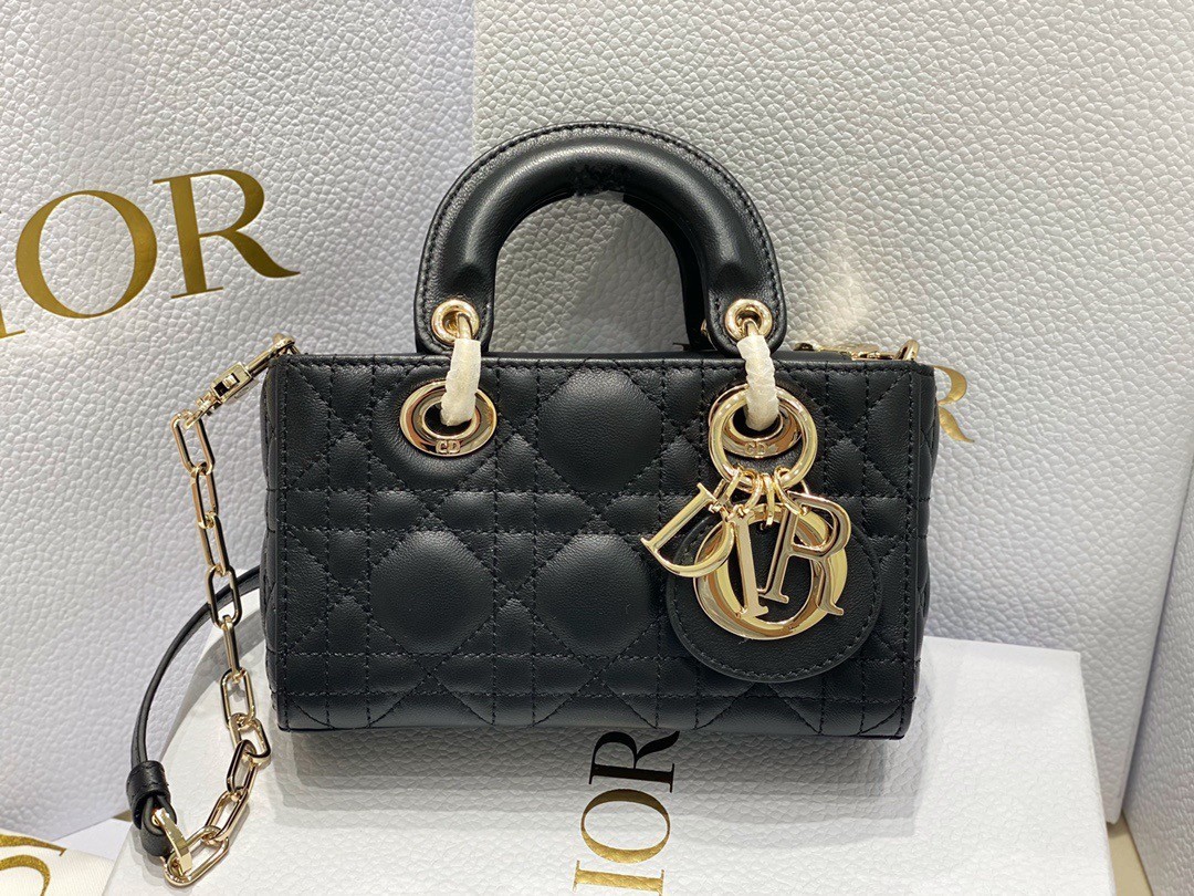 Dior Lady D-Joy Micro Bag In Black Cannage Lambskin 137