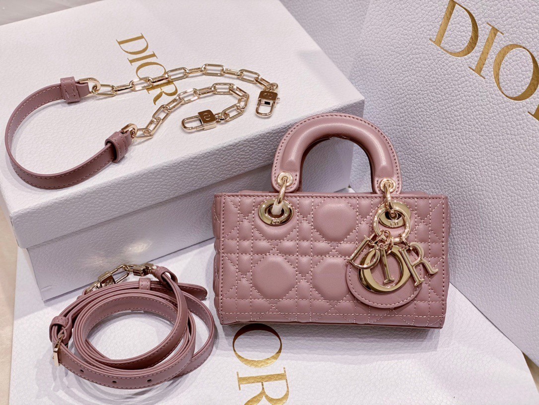 Dior Lady D-Joy Micro Bag In Peony Pink Cannage Lambskin 172