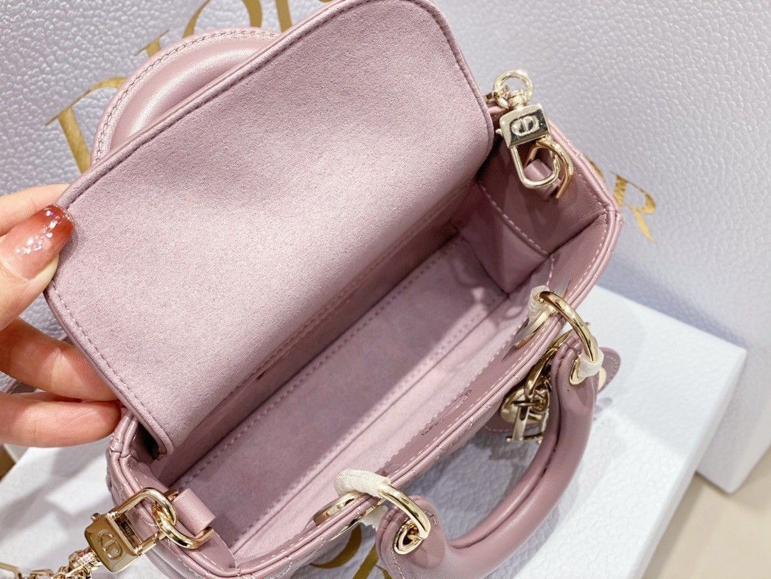 Dior Lady D-Joy Micro Bag In Peony Pink Cannage Lambskin 172