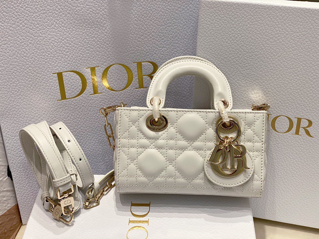 Dior Lady D-Joy Micro Bag In White Cannage Lambskin 211