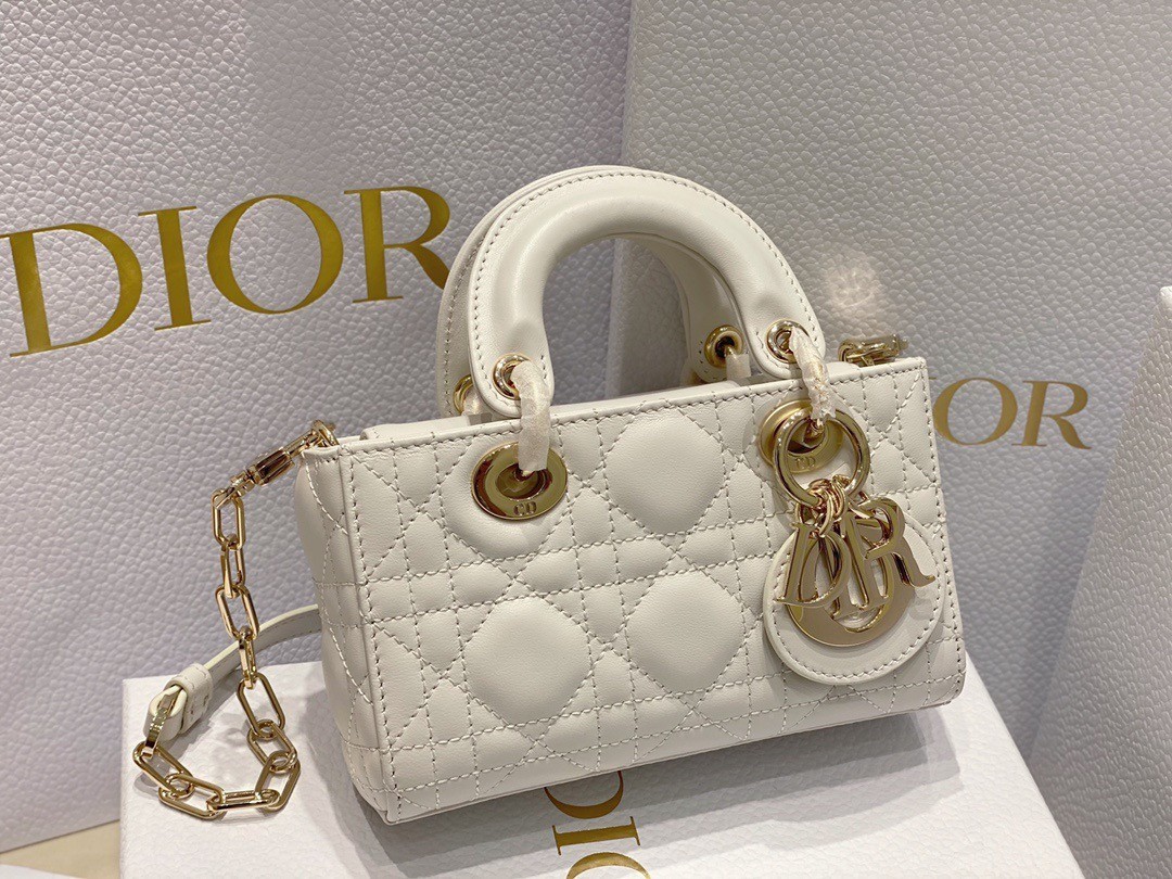 Dior Lady D-Joy Micro Bag In White Cannage Lambskin 211