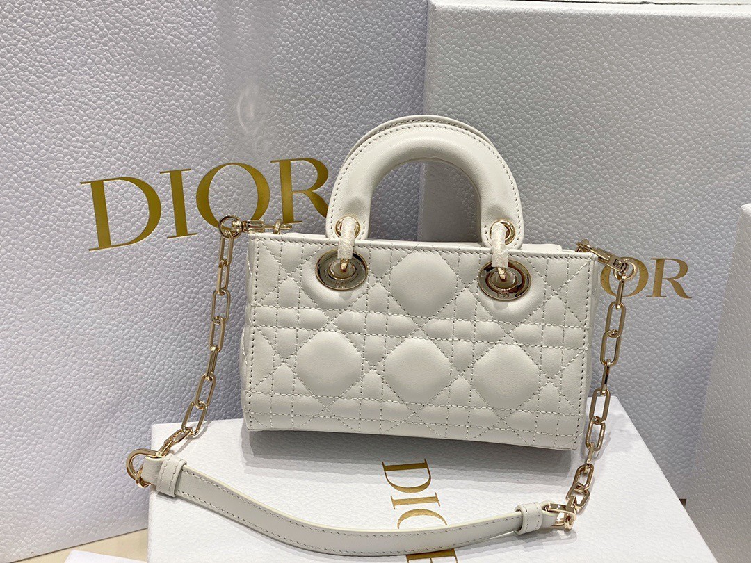 Dior Lady D-Joy Micro Bag In White Cannage Lambskin 211