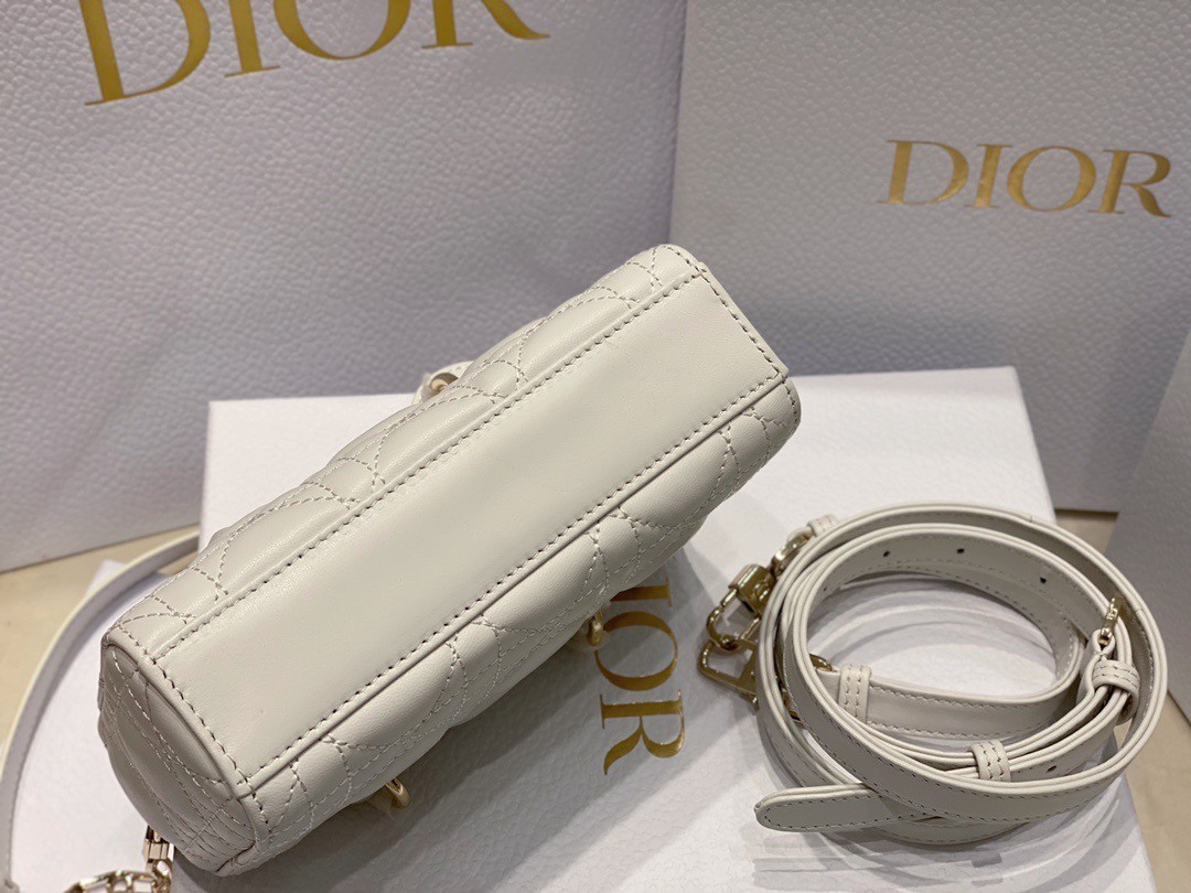 Dior Lady D-Joy Micro Bag In White Cannage Lambskin 211