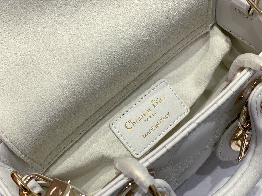 Dior Lady D-Joy Micro Bag In White Cannage Lambskin 211