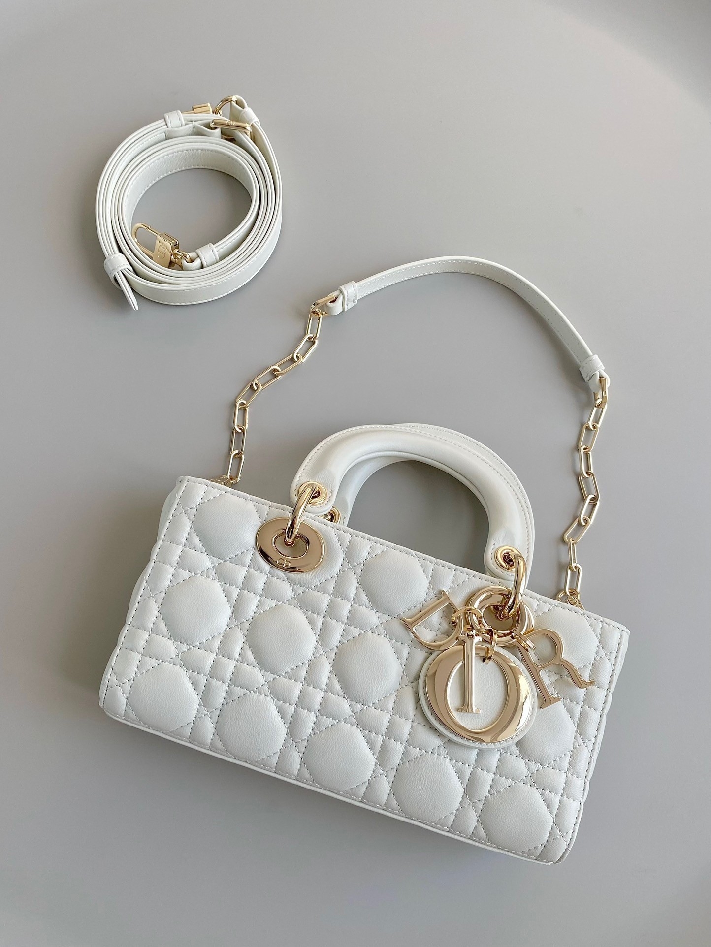 Dior Lady D-Joy Small Bag In White Cannage Lambskin 353