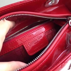 Dior Medium Lady Dior Bag In Red Patent Leather 149