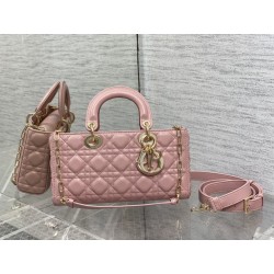 Dior Lady D-Joy Medium Bag In Peony Pink Cannage Lambskin 388