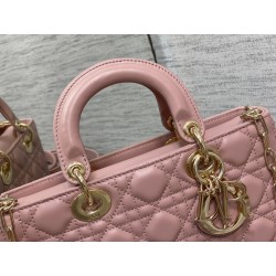 Dior Lady D-Joy Medium Bag In Peony Pink Cannage Lambskin 388