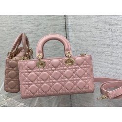 Dior Lady D-Joy Medium Bag In Peony Pink Cannage Lambskin 388