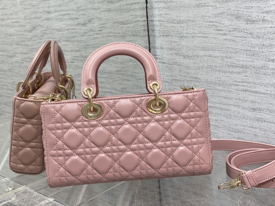 Dior Lady D-Joy Medium Bag In Peony Pink Cannage Lambskin 388