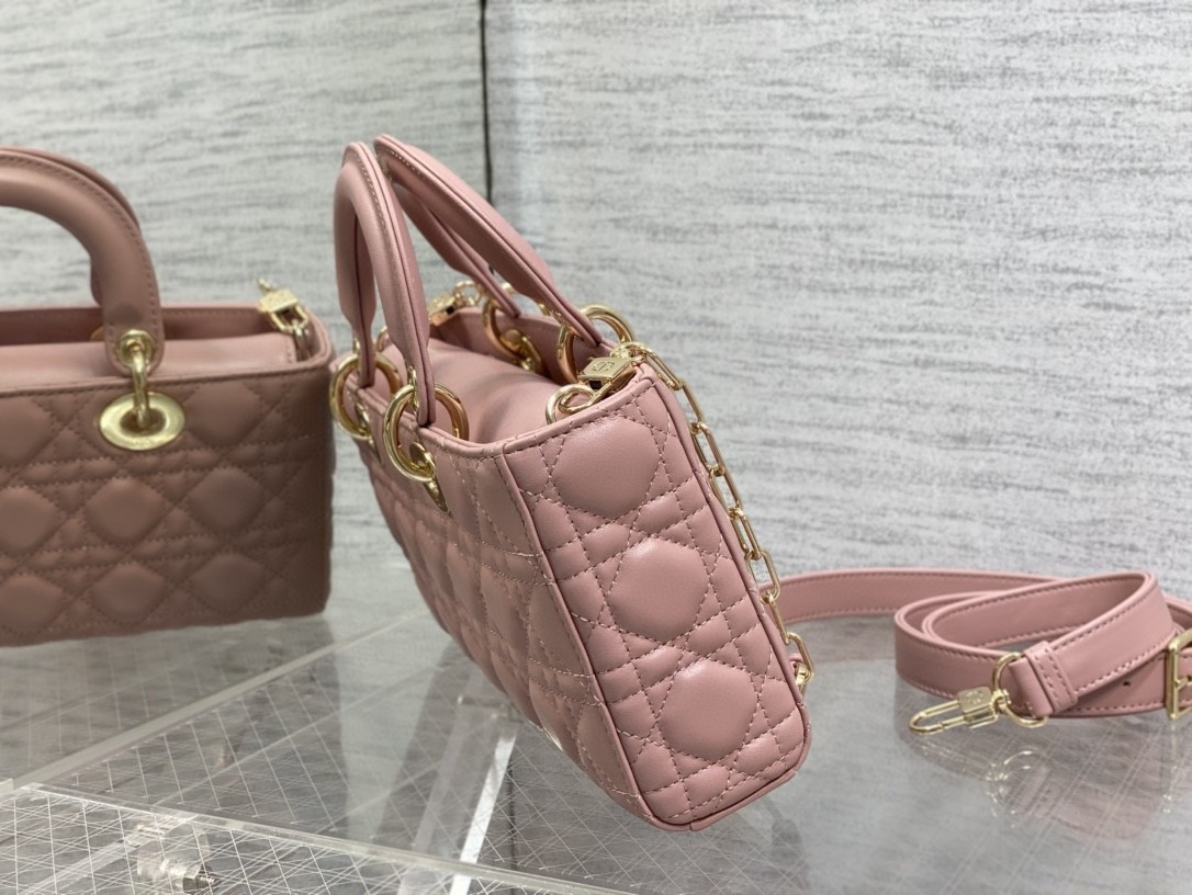 Dior Lady D-Joy Medium Bag In Peony Pink Cannage Lambskin 388