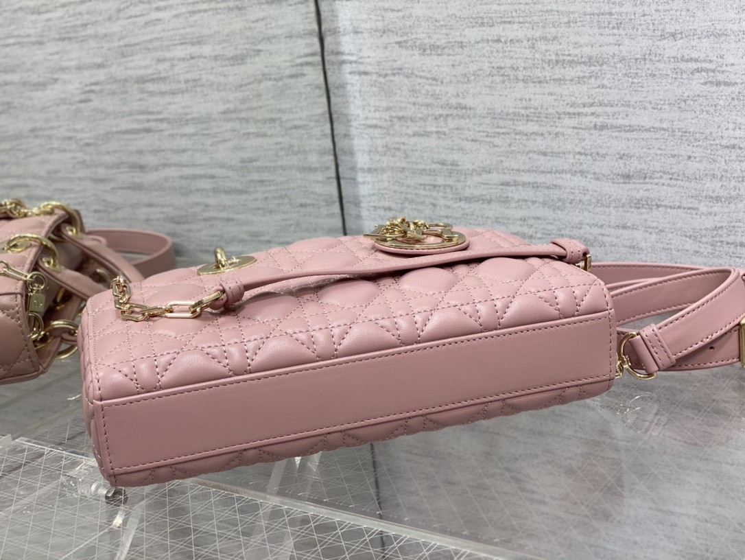 Dior Lady D-Joy Medium Bag In Peony Pink Cannage Lambskin 388