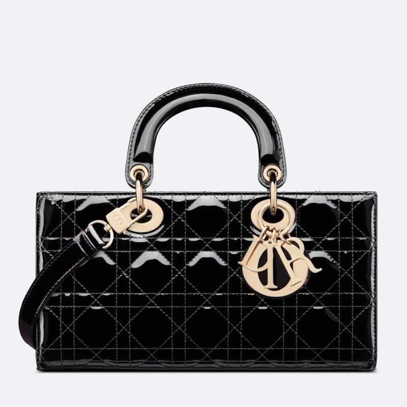 Dior Lady D-Joy Medium Bag In Black Patent Cannage Calfskin 670